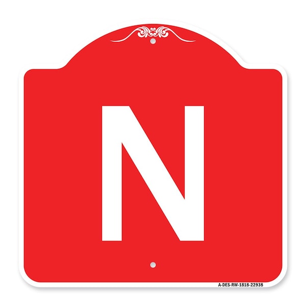 Signmission Designer Series Sign-Sign W/ Letter N, Red & White Aluminum Sign, 18" x 18", RW-1818-22938 A-DES-RW-1818-22938 - main